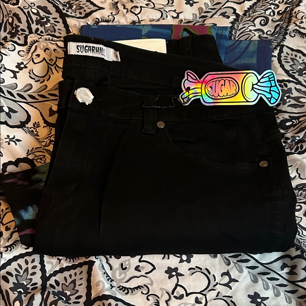 Men Sugarhill LA Black Tie-Dye Smiley Logo jeans